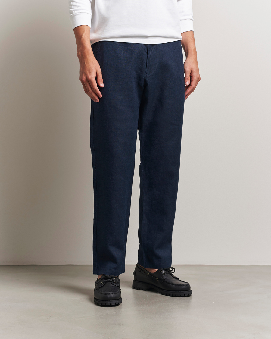 Hombres | Pantalones | NN07 | Aden Regular Fit Linen Chinos Navy Blue