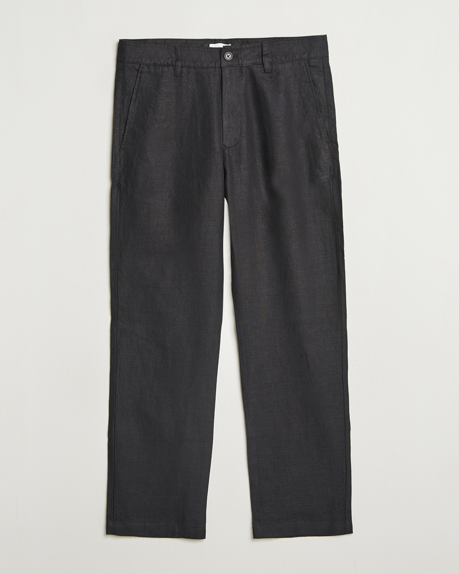 Hombres | Pantalones | NN07 | Aden Regular Fit Linen Chinos Black