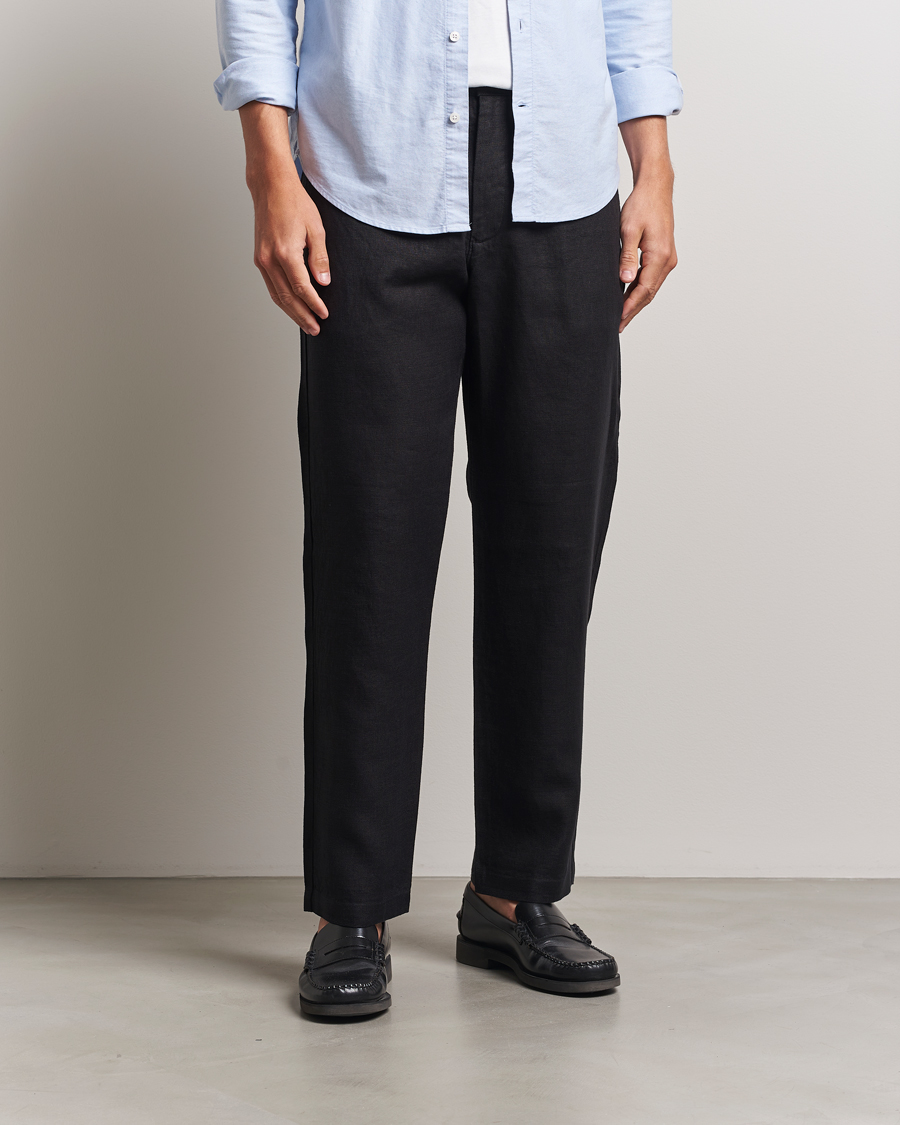 Hombres | Pantalones | NN07 | Aden Regular Fit Linen Chinos Black