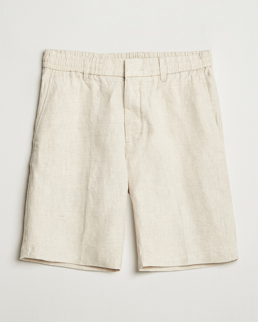 Hombres | Pantalones cortos | NN07 | Billie Pleated Linen Drawstring Shorts Oat