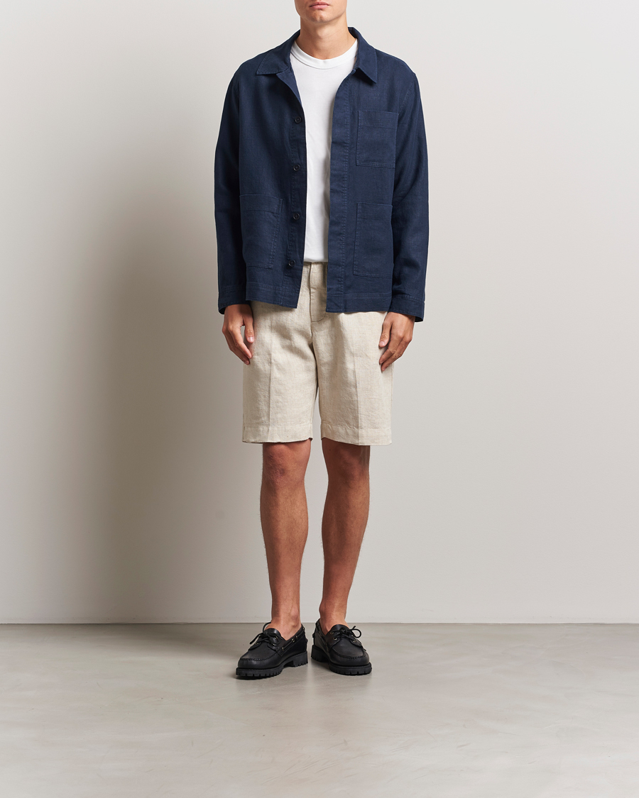 Hombres | Pantalones cortos | NN07 | Billie Pleated Linen Drawstring Shorts Oat