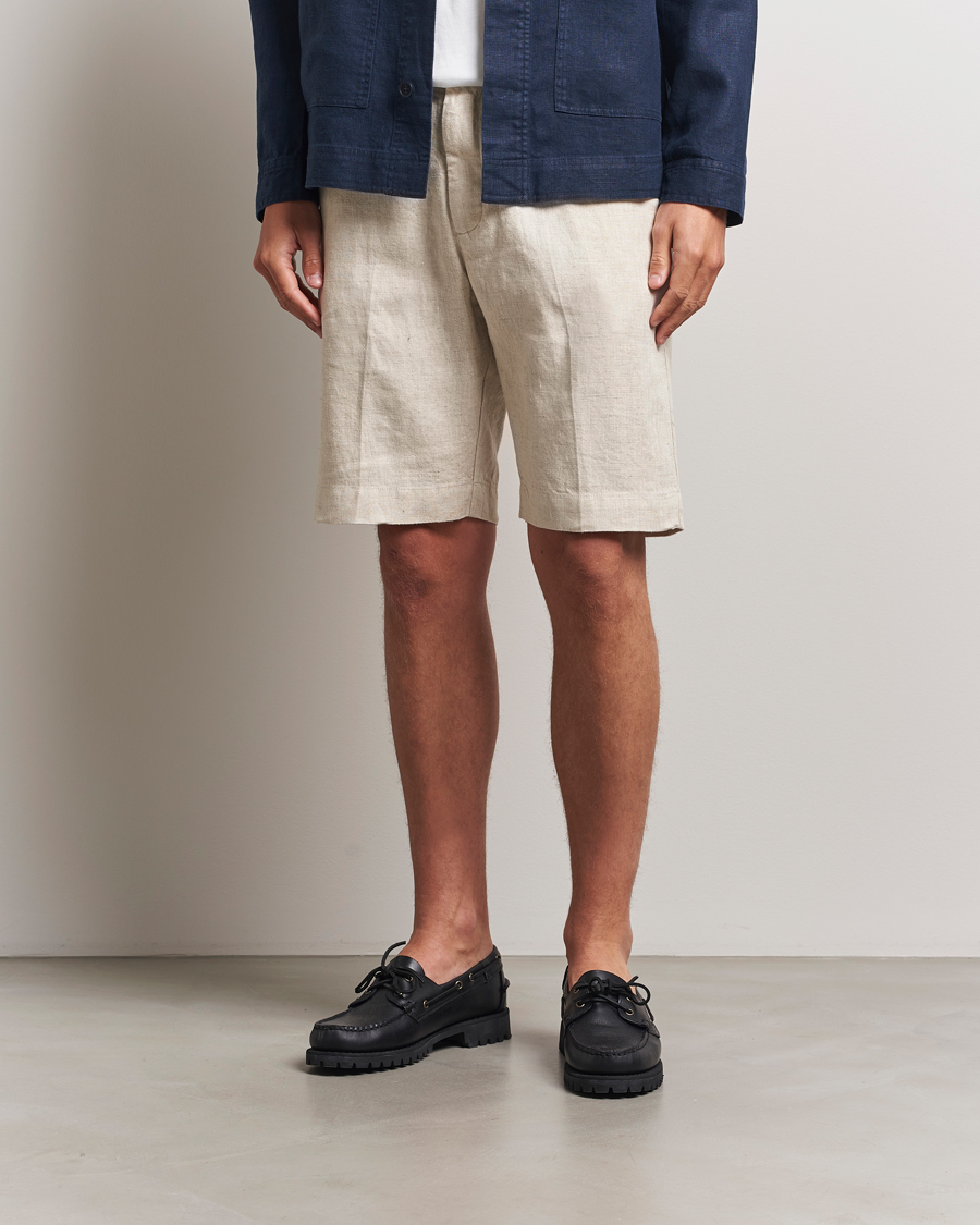 Hombres | Pantalones cortos | NN07 | Billie Pleated Linen Drawstring Shorts Oat