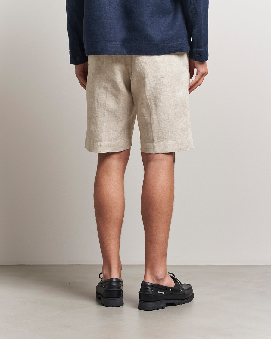 Hombres | Pantalones cortos | NN07 | Billie Pleated Linen Drawstring Shorts Oat