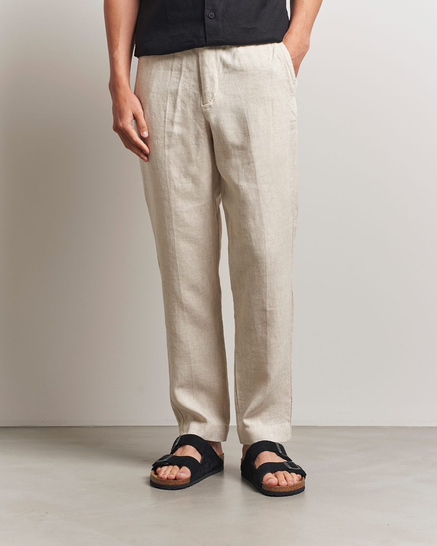 Hombres | Pantalones | NN07 | Billie Linen Drawstring Trousers Oat