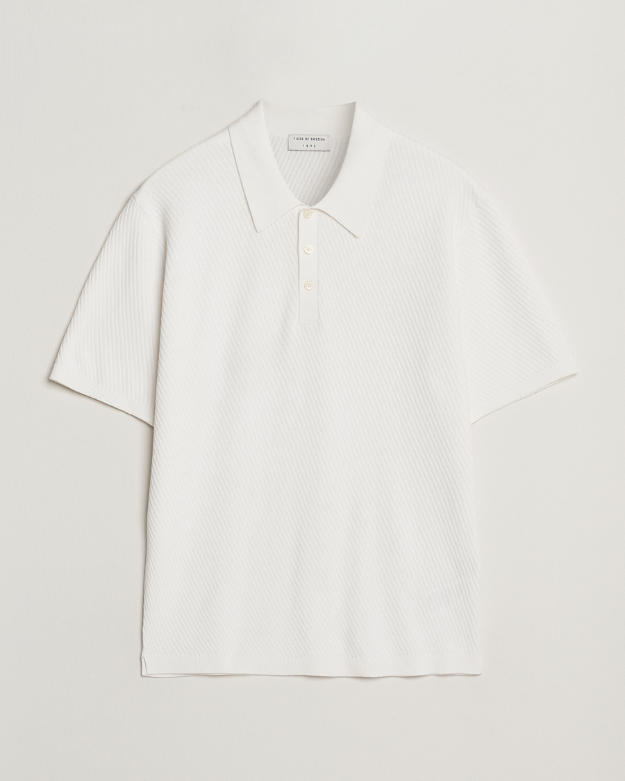 Hombres | Polos | Tiger of Sweden | Reid Structured Knitted Polo Pure White