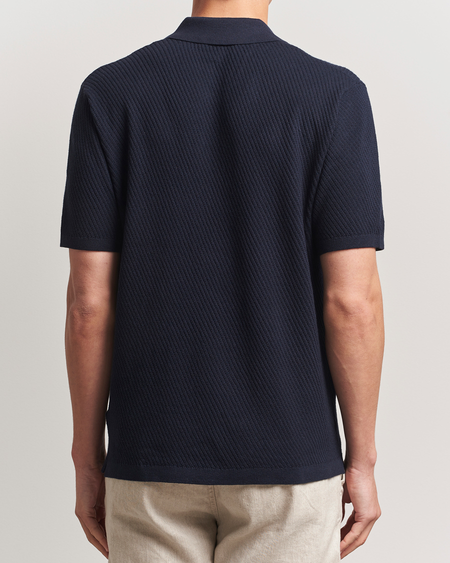 Hombres | Polos | Tiger of Sweden | Reid Structured Knitted Polo Bruised Blue