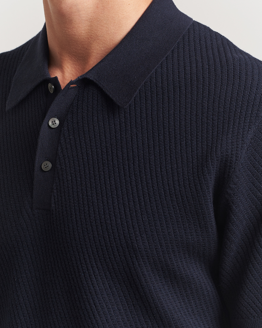 Hombres | Polos | Tiger of Sweden | Reid Structured Knitted Polo Bruised Blue