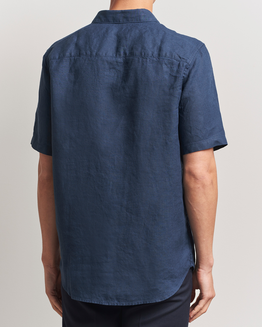 Hombres | Camisas | NN07 | Enzo Linen Short Sleeve Shirt Navy Blue