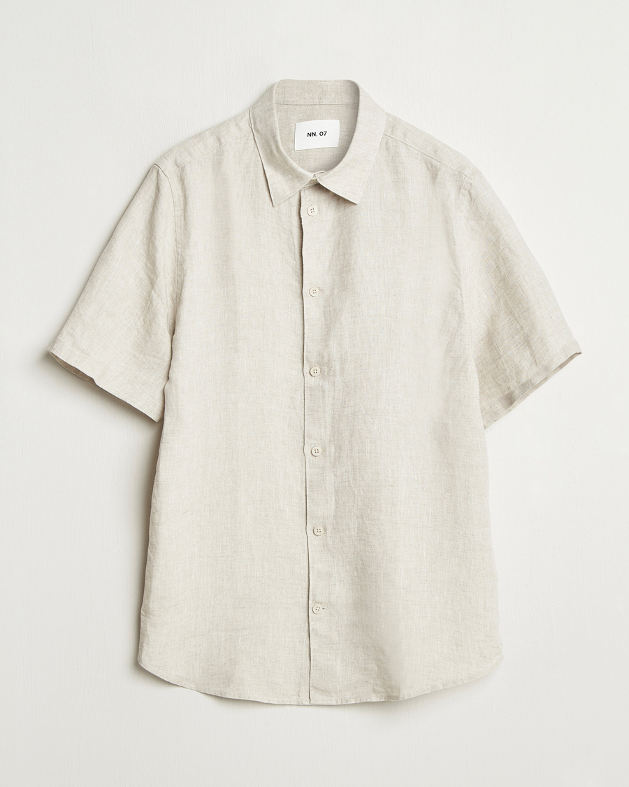Hombres | Camisas | NN07 | Enzo Linen Short Sleeve Shirt Oat