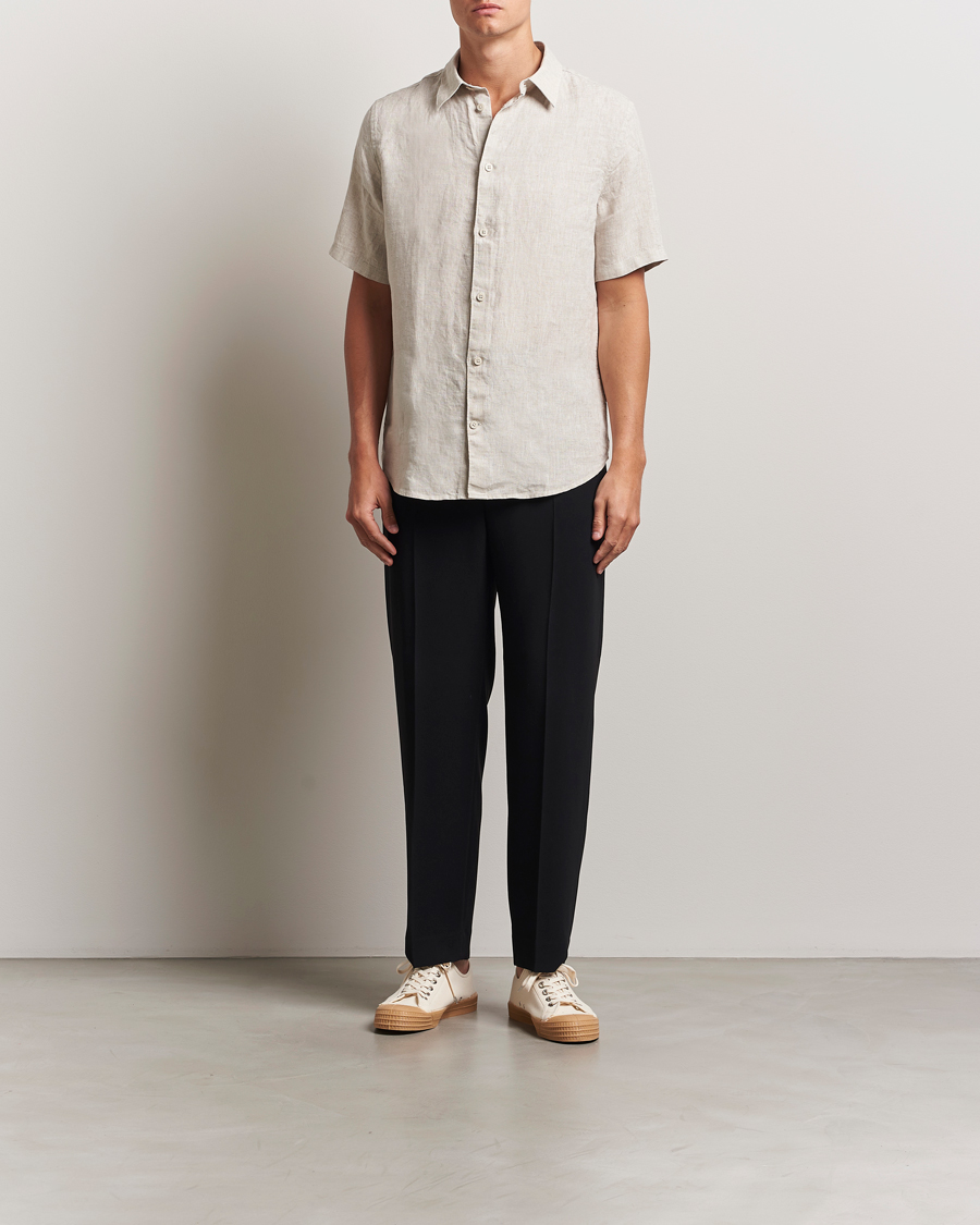 Hombres | Camisas | NN07 | Enzo Linen Short Sleeve Shirt Oat