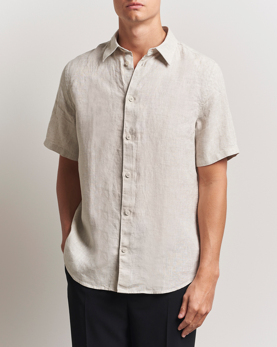 Hombres | Camisas | NN07 | Enzo Linen Short Sleeve Shirt Oat