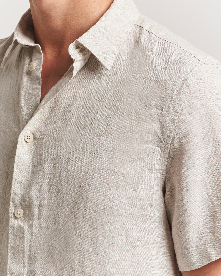 Hombres | Camisas | NN07 | Enzo Linen Short Sleeve Shirt Oat