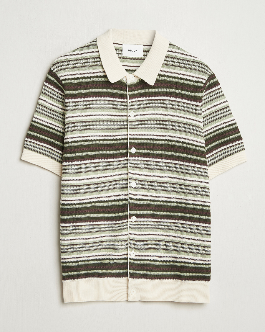 Hombres | Camisas | NN07 | Nolan Knitted Striped Short Sleeve Shirt Multi