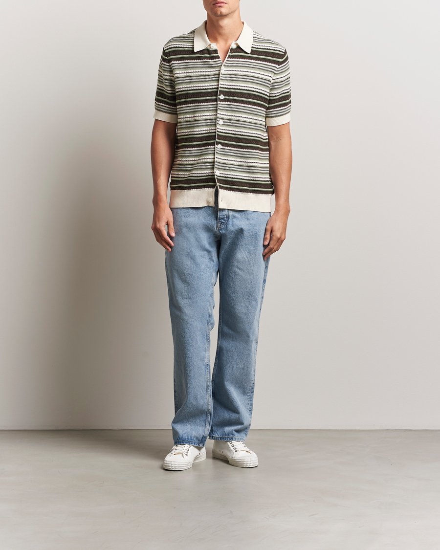 Hombres | Camisas | NN07 | Nolan Knitted Striped Short Sleeve Shirt Multi