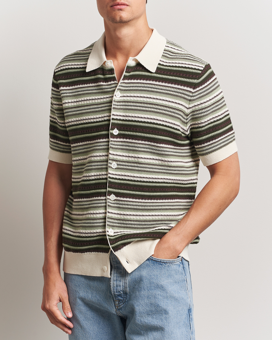 Hombres | Camisas | NN07 | Nolan Knitted Striped Short Sleeve Shirt Multi