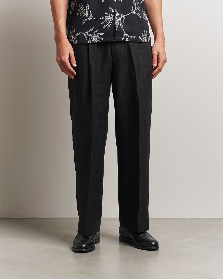 Hombres | Pantalones | NN07 | Kay Relaxed Fit Linen Trousers Black