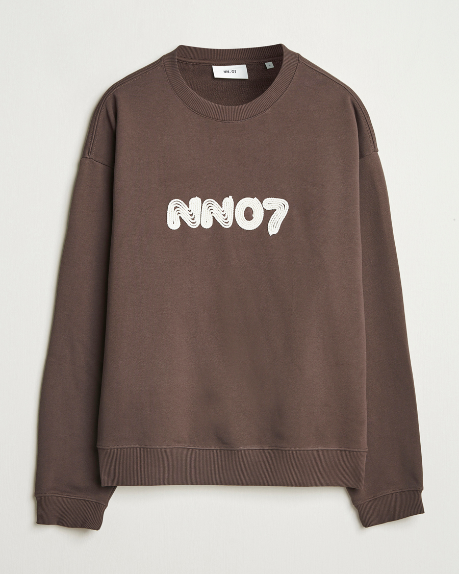 Hombres | Jerséis y prendas de punto | NN07 | David Rope Logo Crew Neck Sweatshirt Coffee