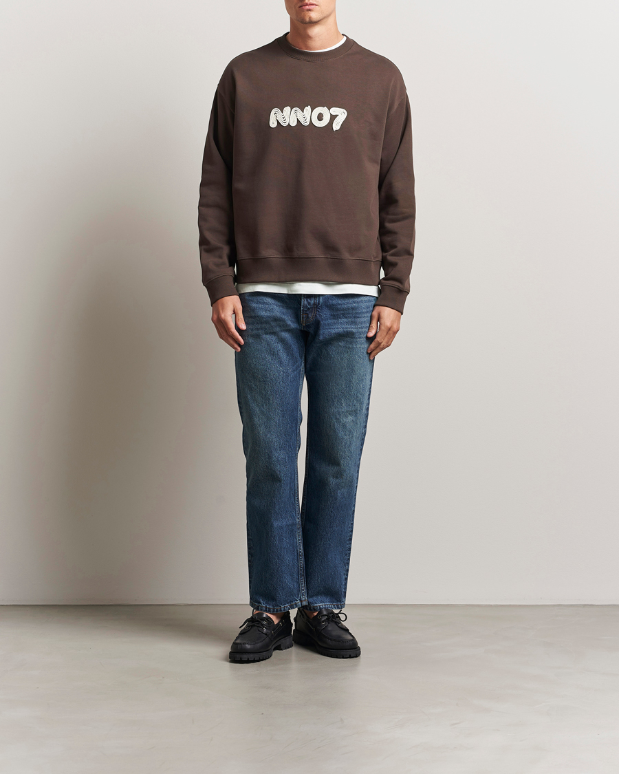 Hombres | Jerséis y prendas de punto | NN07 | David Rope Logo Crew Neck Sweatshirt Coffee