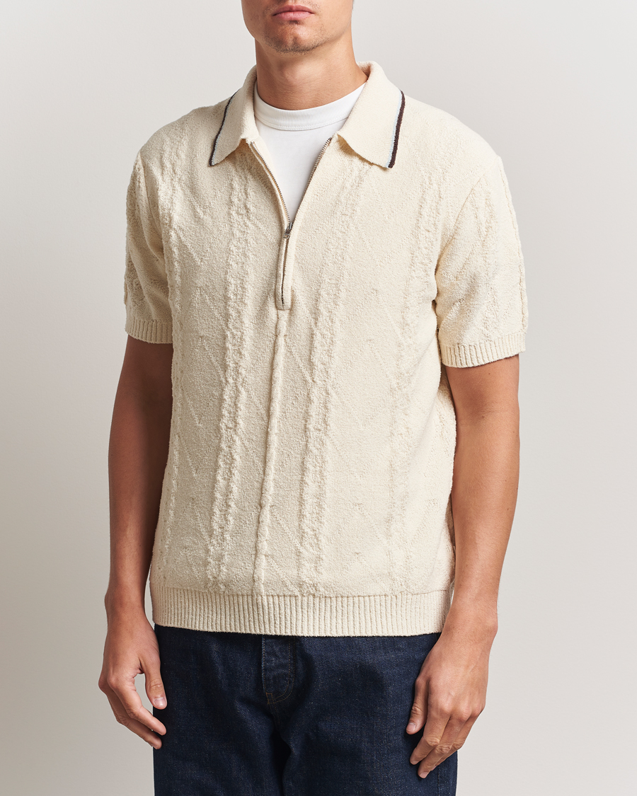 Hombres | Polos | NN07 | Gustav Bouclé Half Zip Polo Ivory