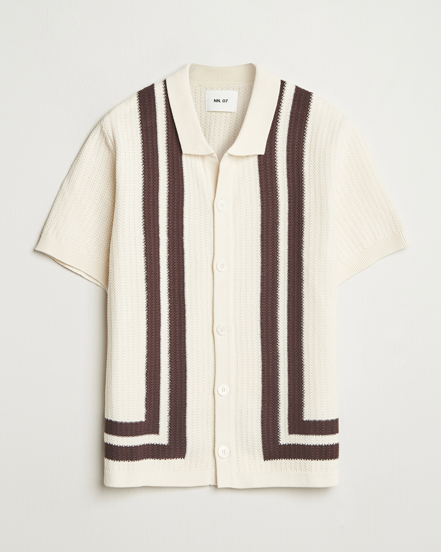 Hombres | Camisas | NN07 | Ares Knitted Short Sleeve Shirt Ivory
