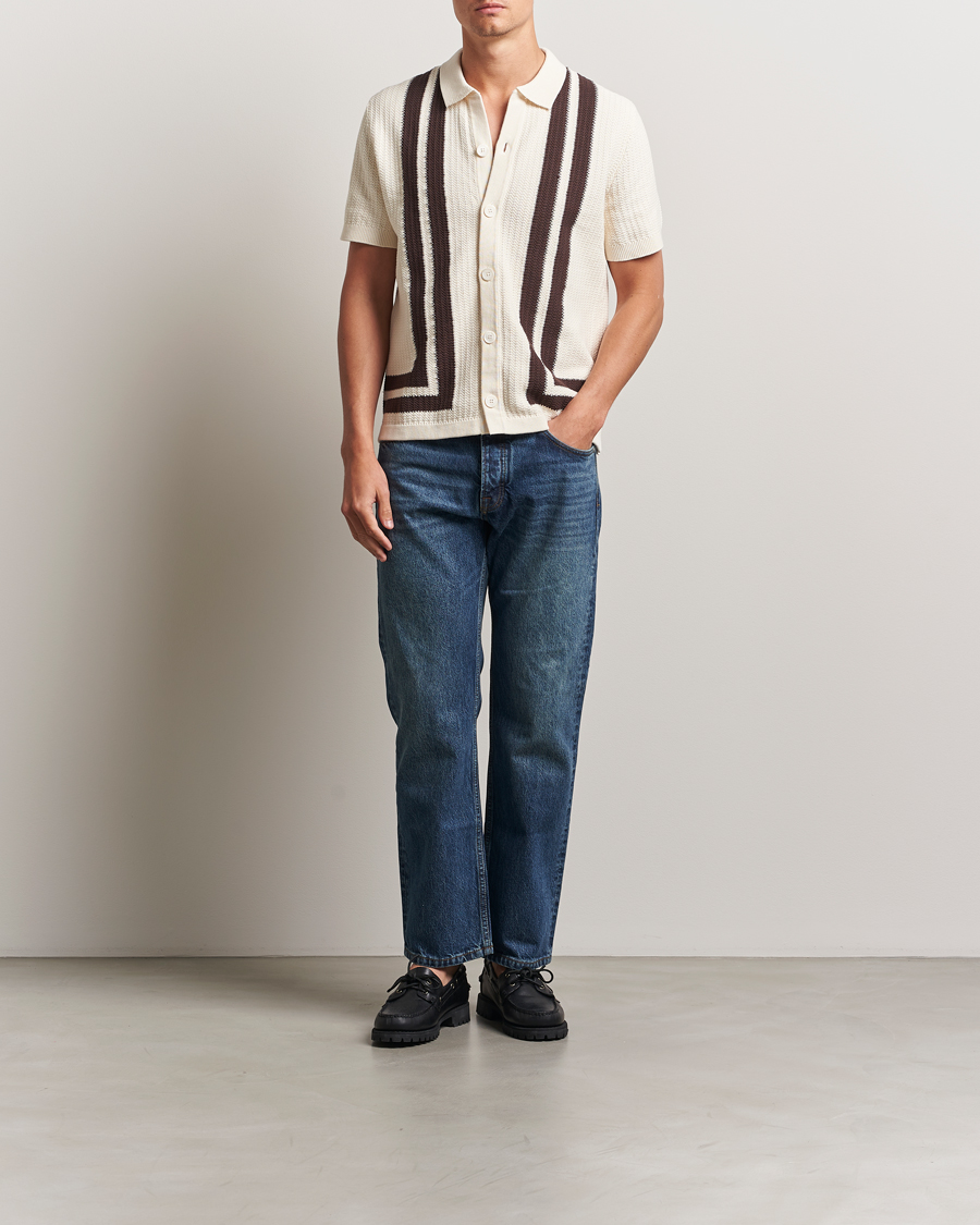 Hombres | Camisas | NN07 | Ares Knitted Short Sleeve Shirt Ivory