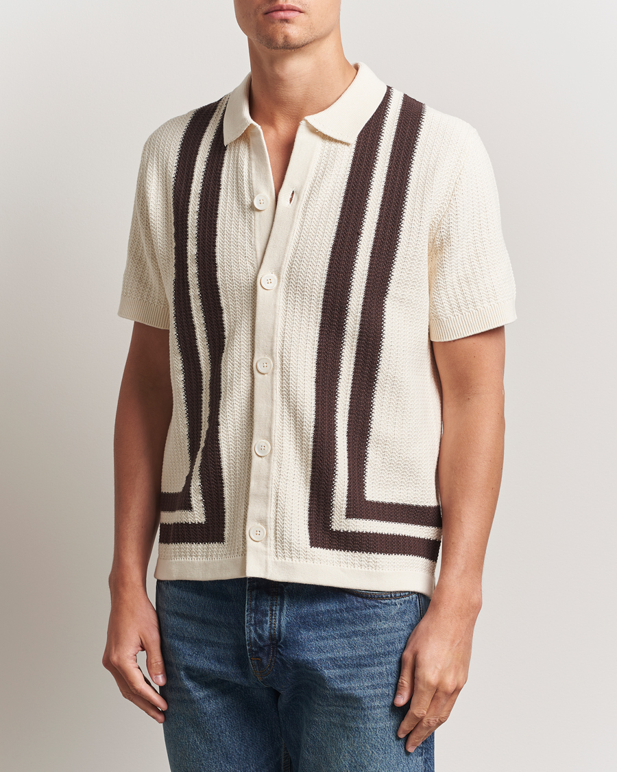 Hombres | Camisas | NN07 | Ares Knitted Short Sleeve Shirt Ivory