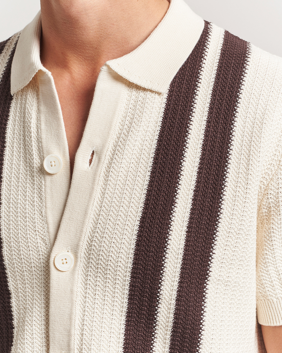 Hombres | Camisas | NN07 | Ares Knitted Short Sleeve Shirt Ivory
