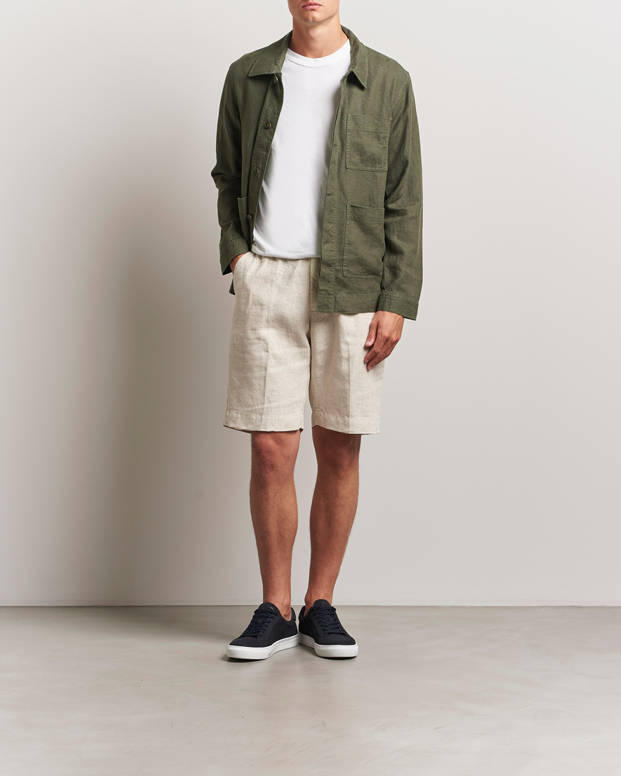 Hombres | Camisas | NN07 | Olav Linen Overshirt Croc Green