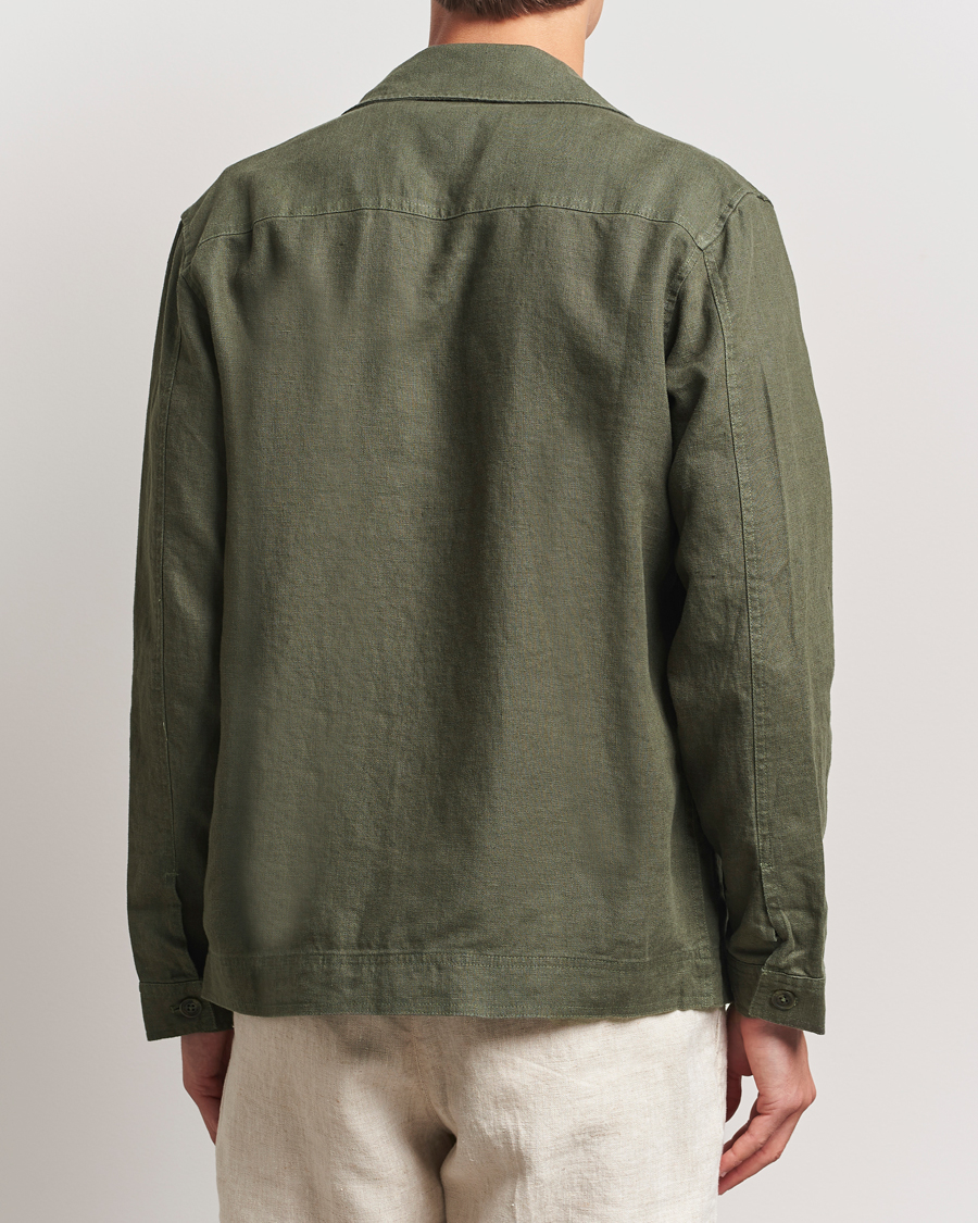 Hombres | Camisas | NN07 | Olav Linen Overshirt Croc Green