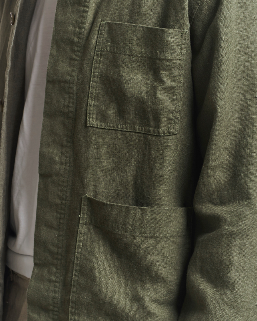 Hombres | Camisas | NN07 | Olav Linen Overshirt Croc Green