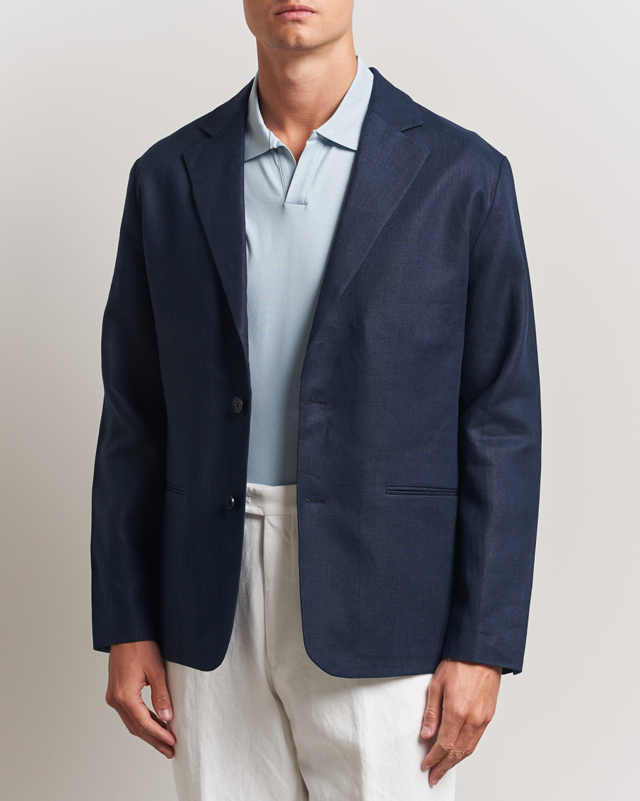 Hombres | Blazers | NN07 | Timo Linen Blazer Navy Blue