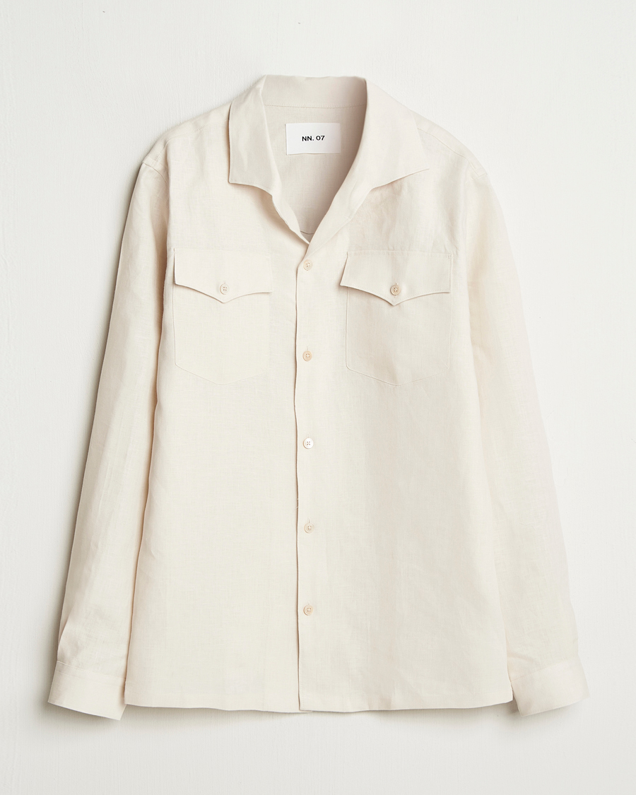 Hombres | Camisas | NN07 | Pax Linen Western Shirt Ivory