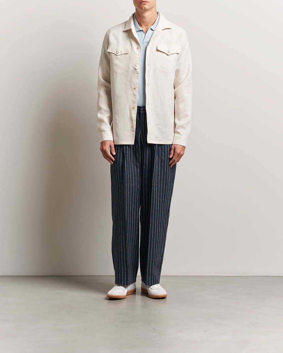 Hombres | Camisas | NN07 | Pax Linen Western Shirt Ivory