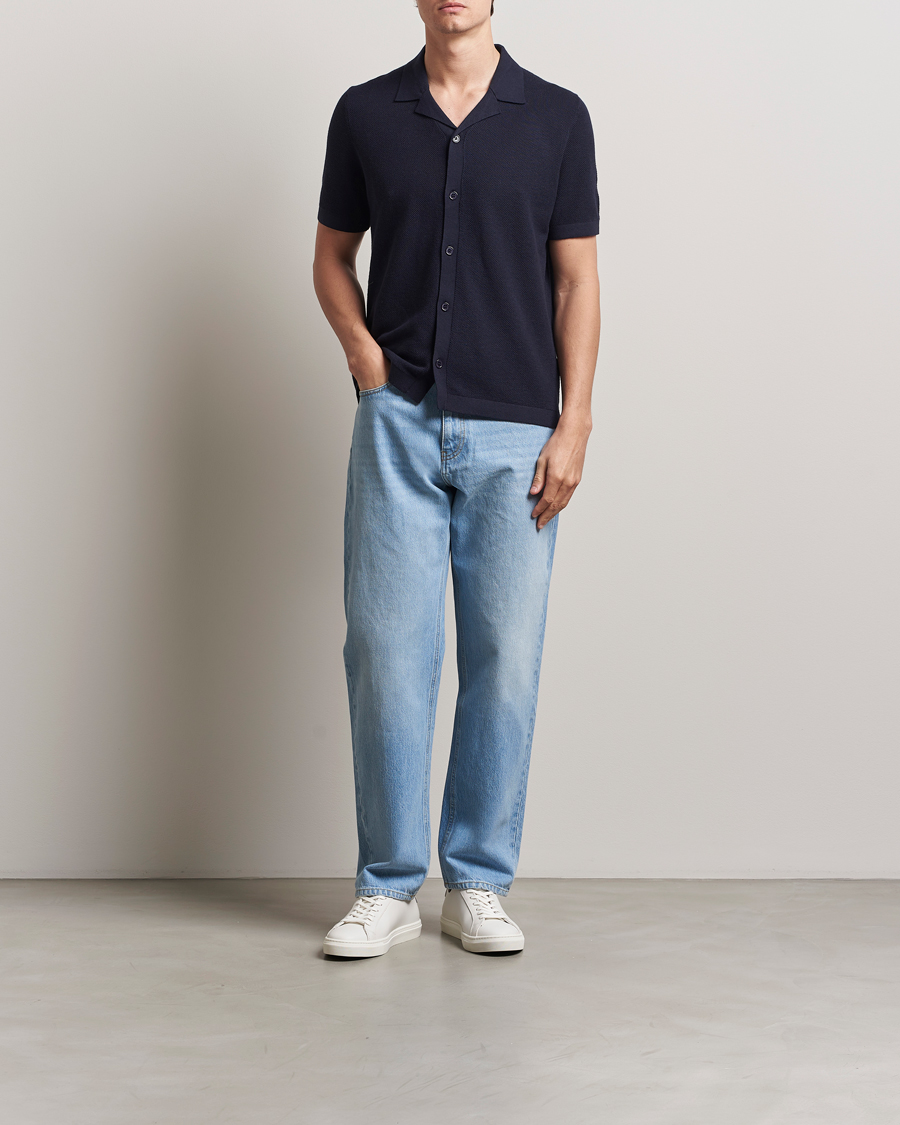 Hombres | Jerséis y prendas de punto | A Day's March | Yamu Structure Short Sleeve Navy