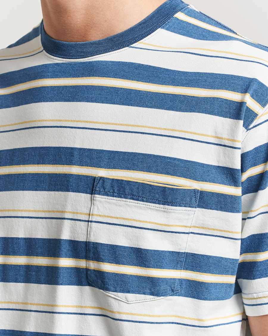 Hombres | Camisetas | BEAMS PLUS | Short Sleeve T-Shirt Blue Indigo Stripe
