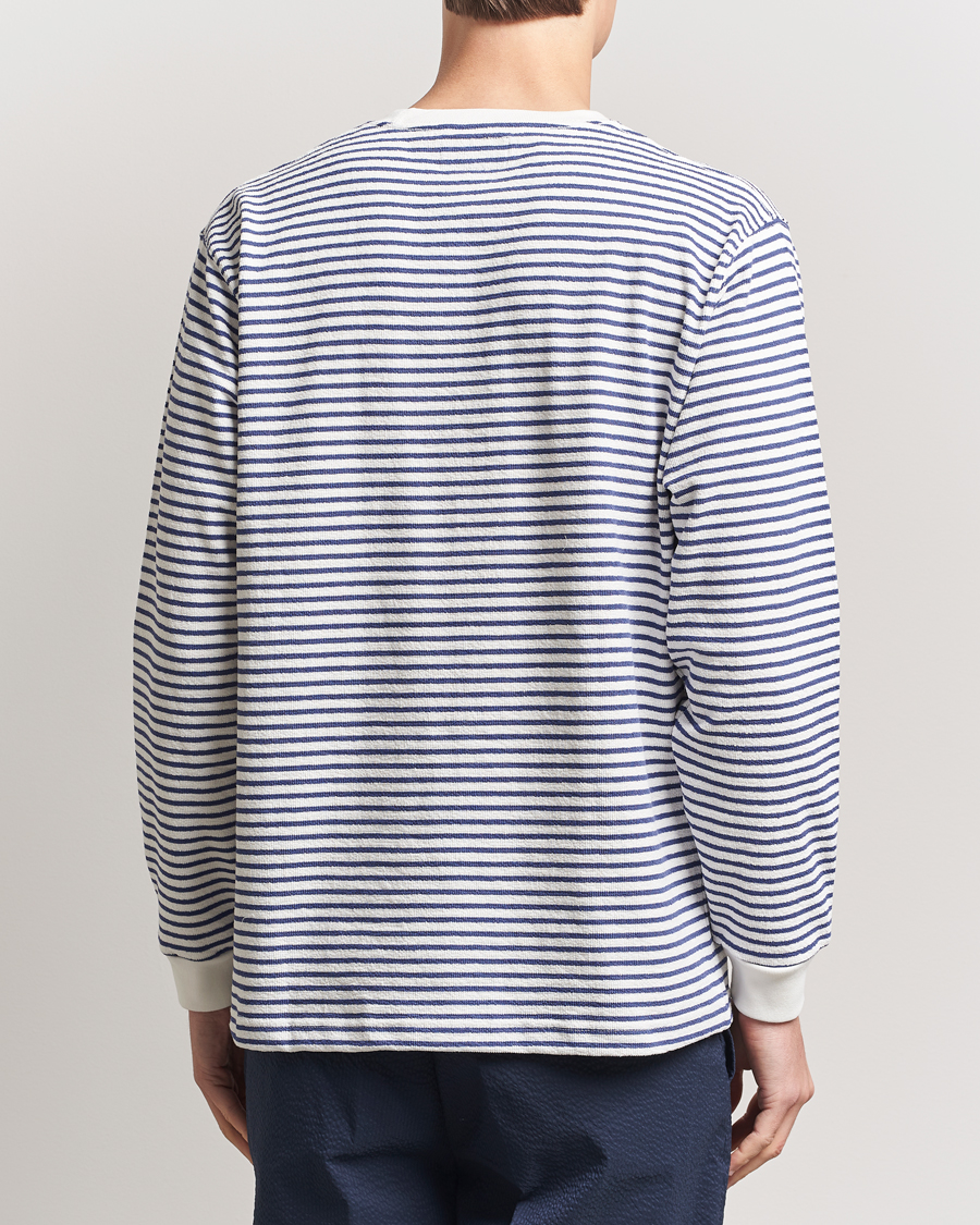 Hombres | Camisetas | BEAMS PLUS | Long Sleeve Striped Pocket T-Shirt White/Blue