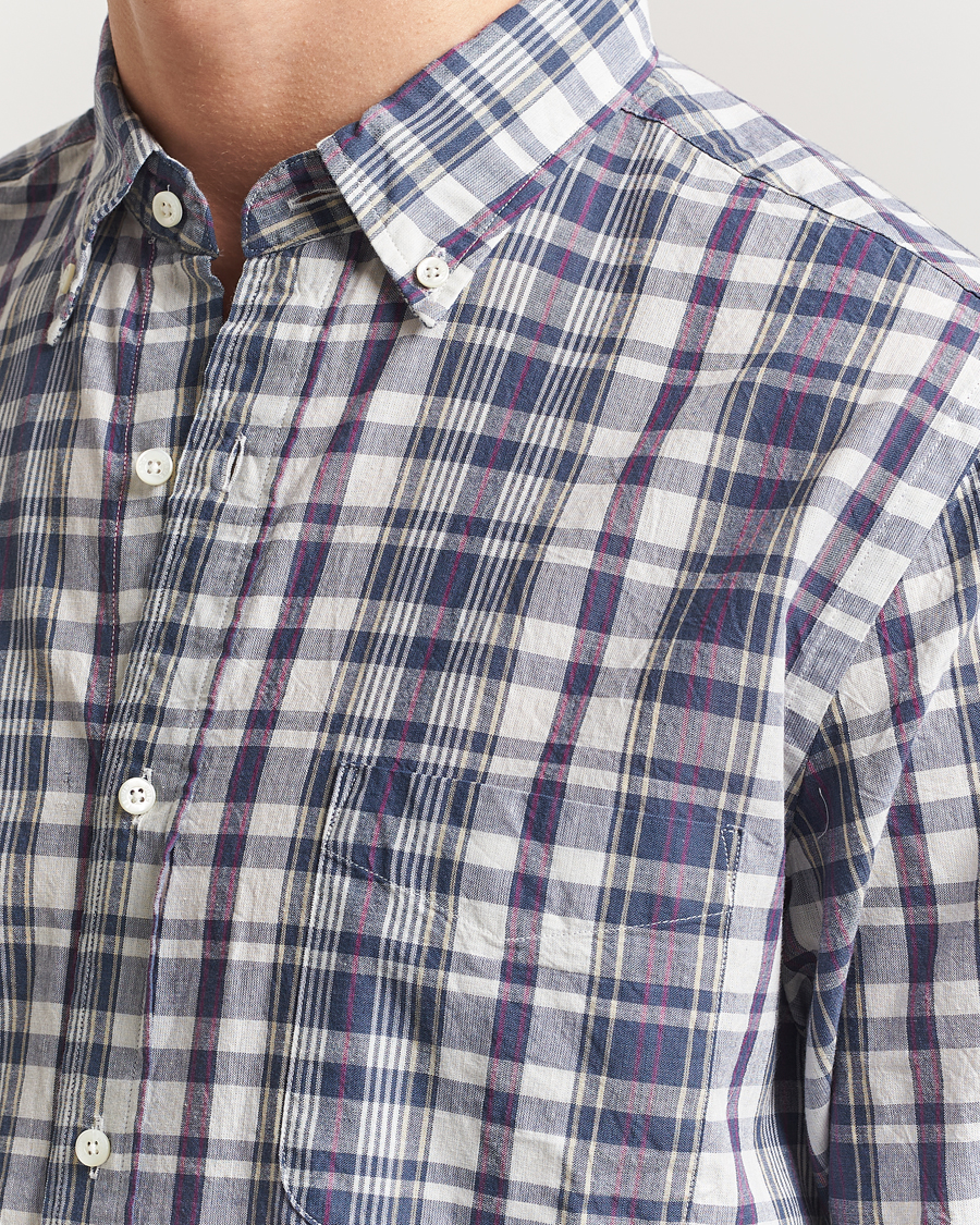 Hombres | Camisas | BEAMS PLUS | Madras Button Down Shirt White/Blue