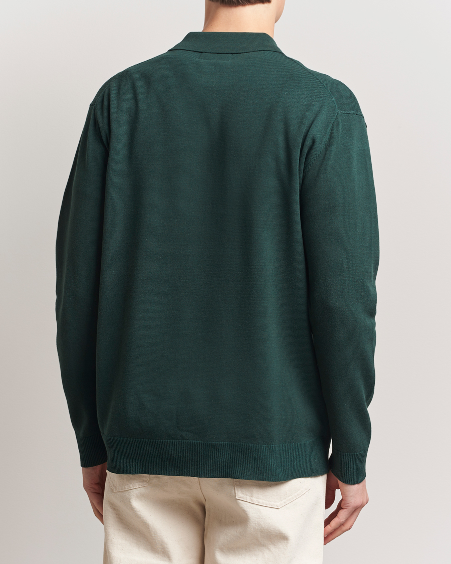 Hombres | Jerséis y prendas de punto | BEAMS PLUS | Long Sleeve 12G Knit Polo Forest Green