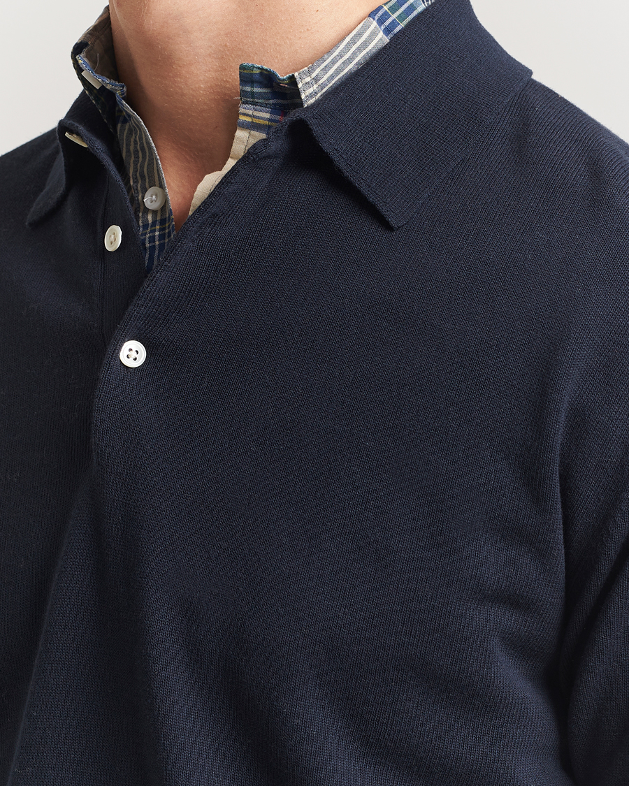 Hombres | Jerséis y prendas de punto | BEAMS PLUS | Long Sleeve 12G Knit Polo Navy