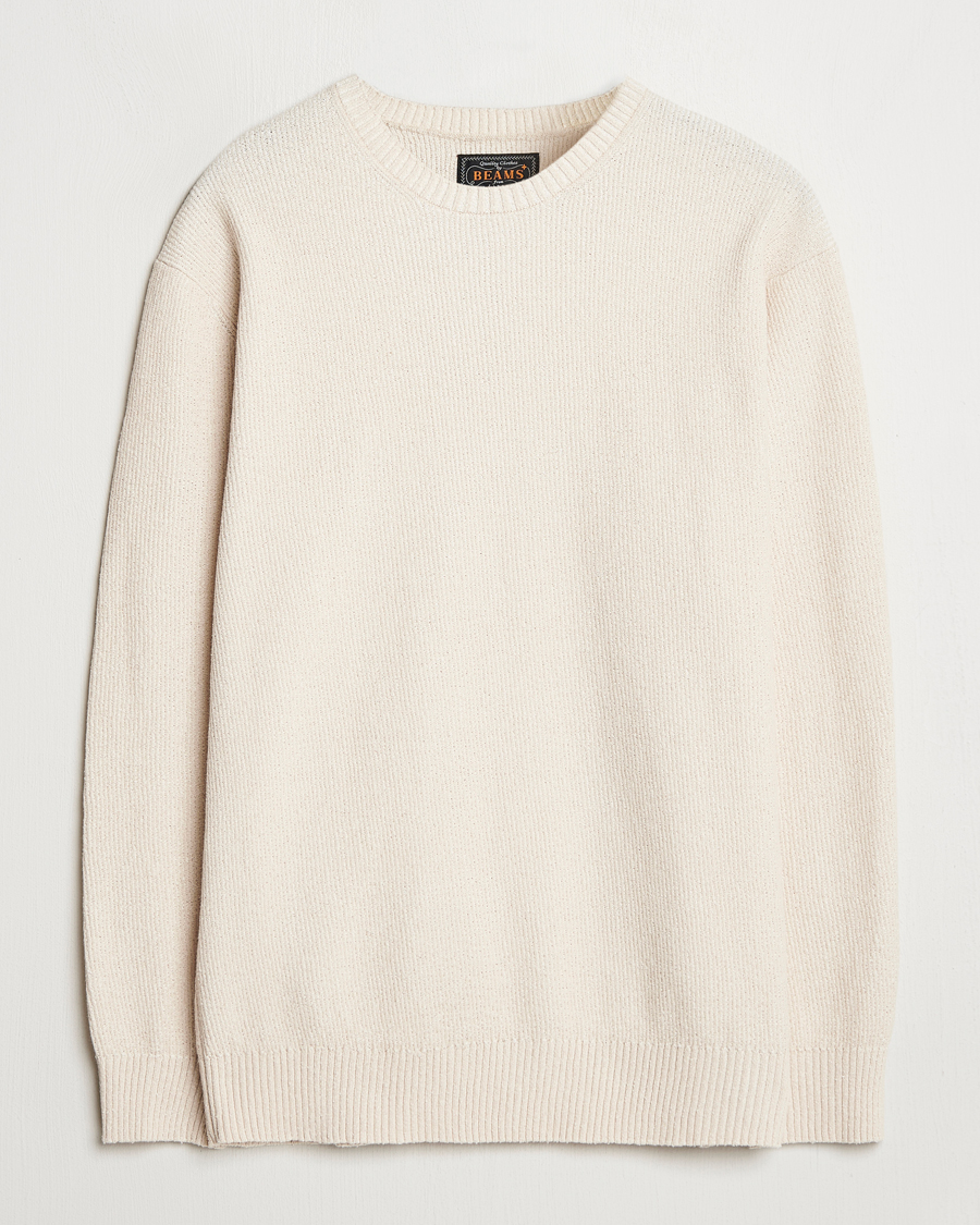 Hombres | Jerséis y prendas de punto | BEAMS PLUS | Cotton Rib Crewneck Beige