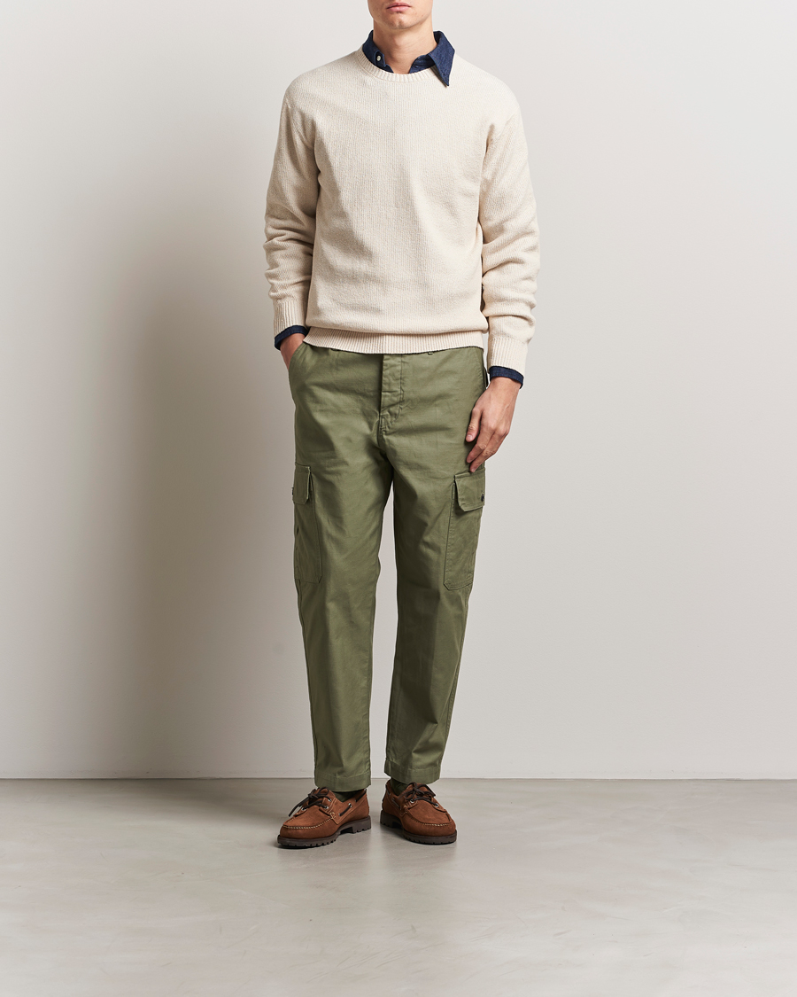 Hombres | Jerséis y prendas de punto | BEAMS PLUS | Cotton Rib Crewneck Beige