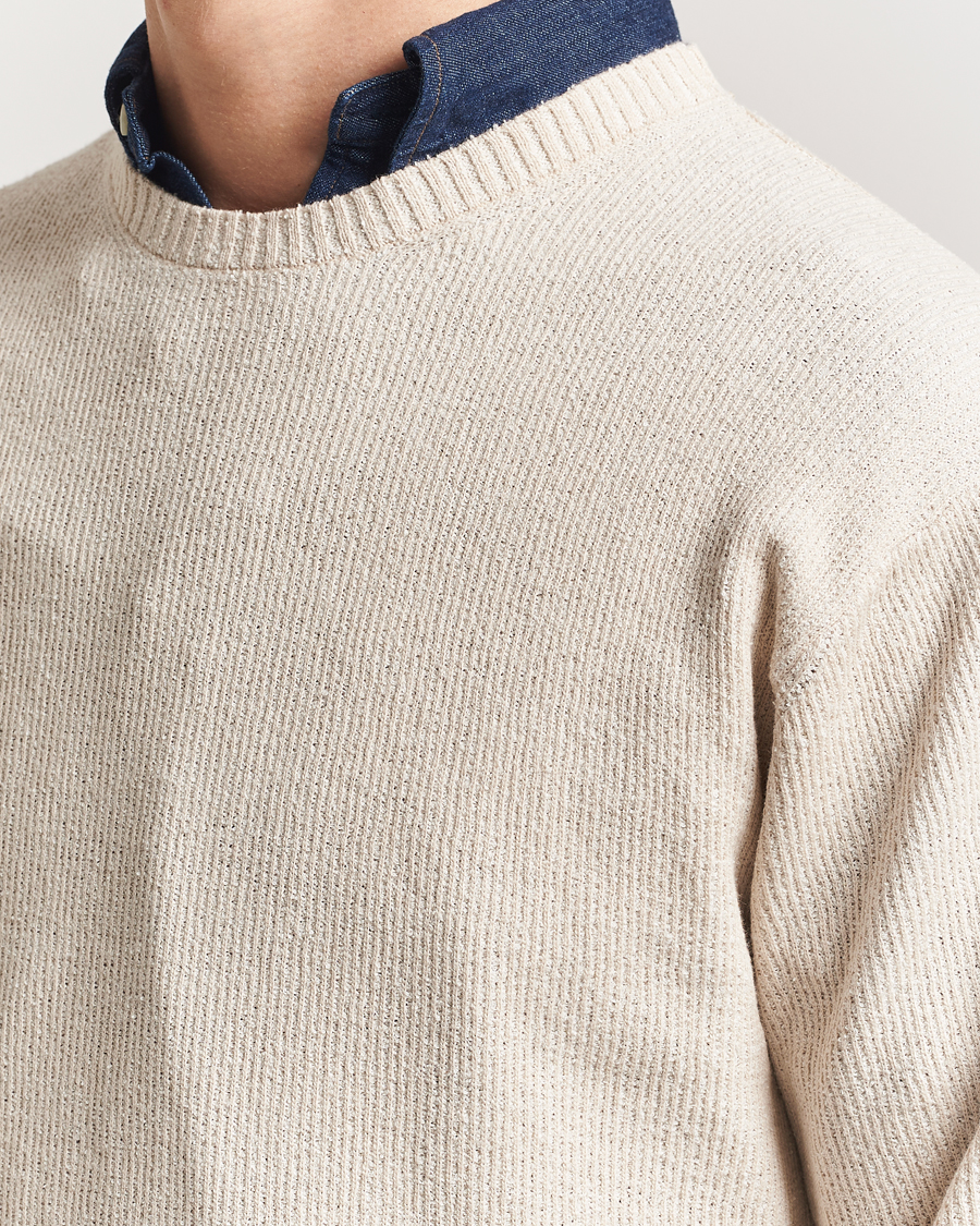 Hombres | Jerséis y prendas de punto | BEAMS PLUS | Cotton Rib Crewneck Beige