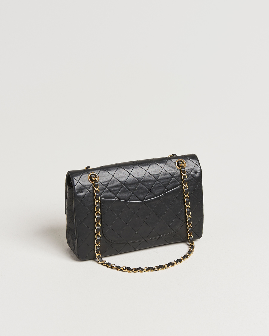 Hombres | Chanel Pre-Owned Classic Medium Double Flap Bag Lambskin Black | Chanel Pre-Owned | Classic Medium Double Flap Bag Lambskin Black