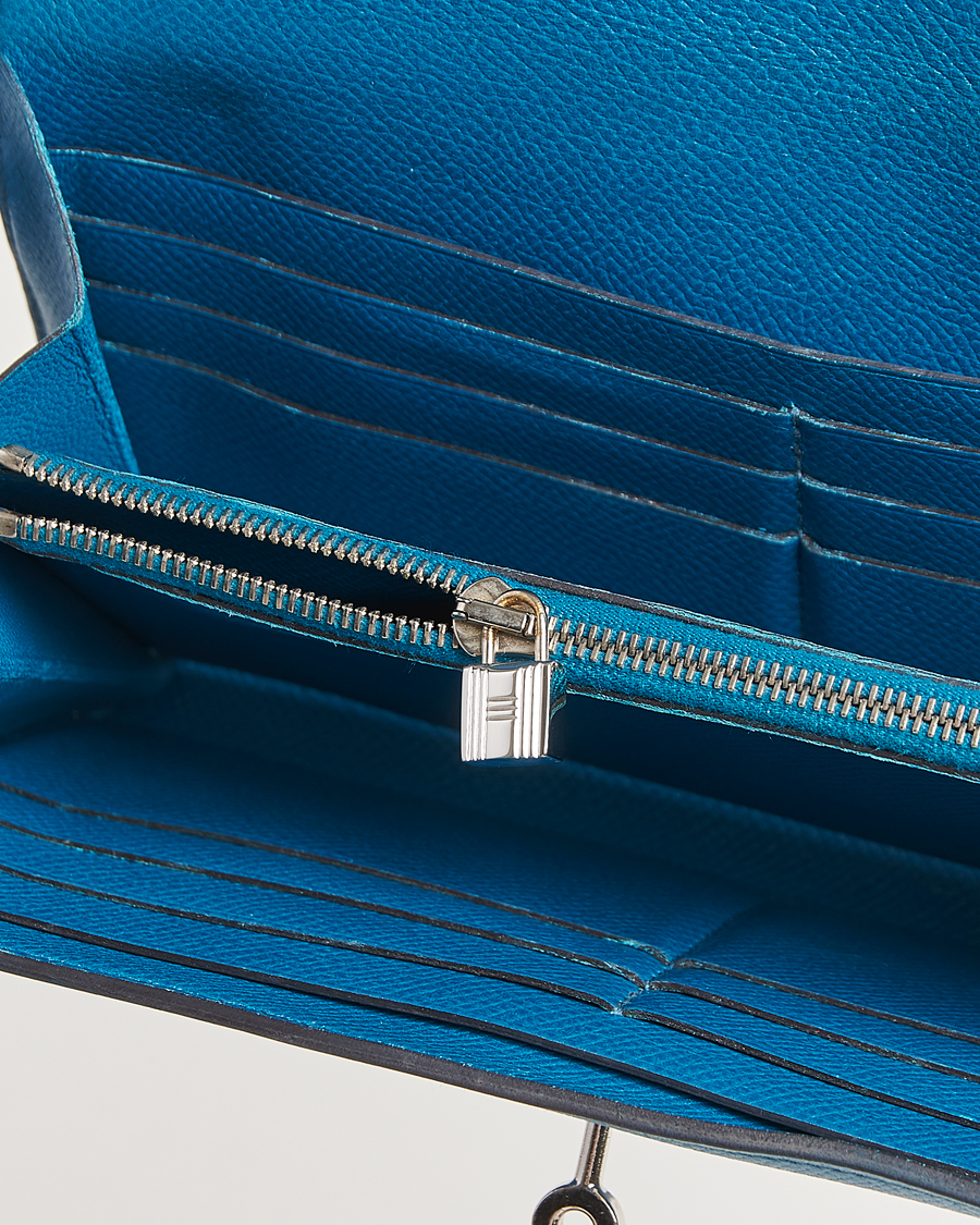 Hombres | Hermès Pre-Owned Kelly Wallet Epsom Leather Blue | Hermès Pre-Owned | Kelly Wallet Epsom Leather Blue