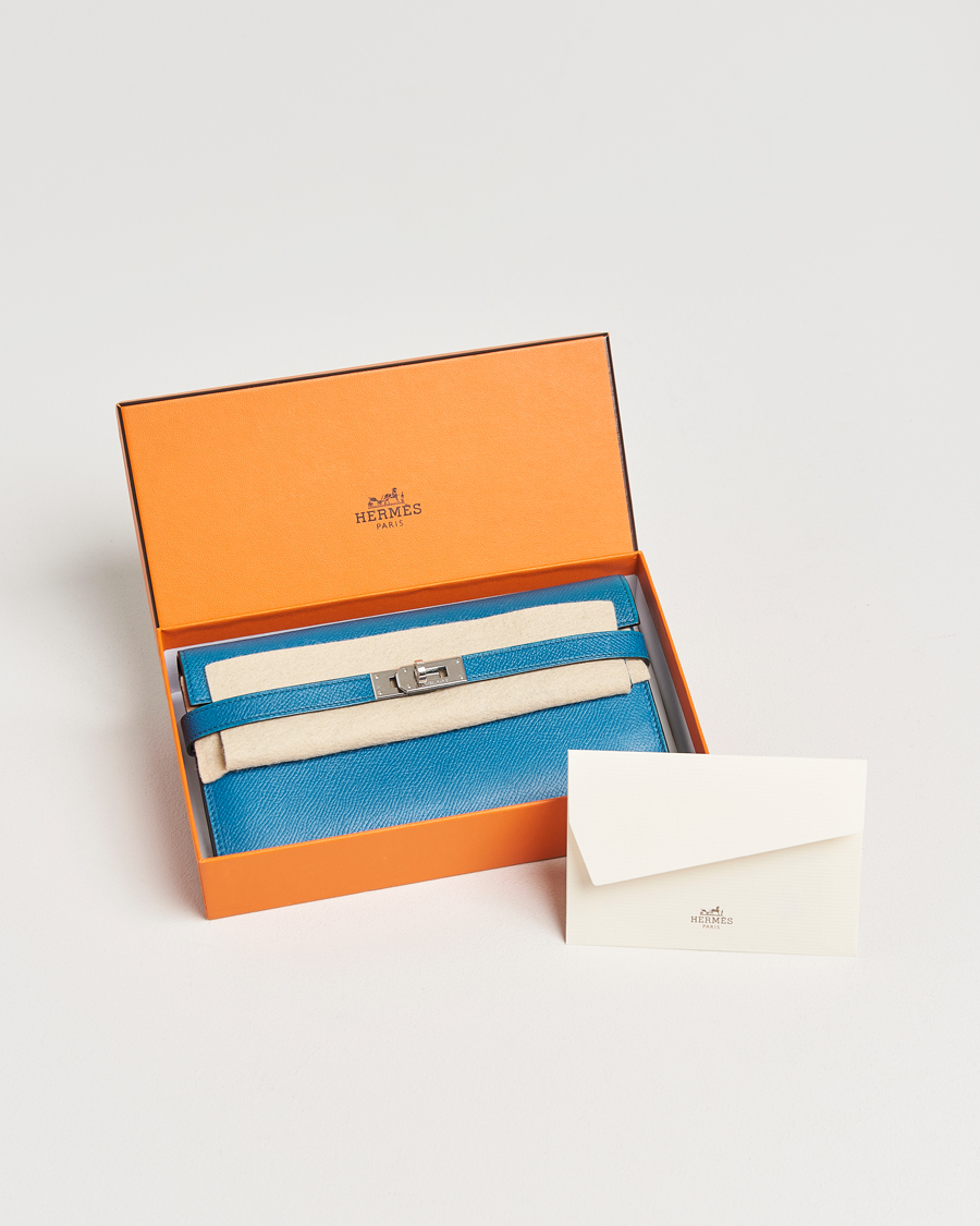 Hombres | Hermès Pre-Owned Kelly Wallet Epsom Leather Blue | Hermès Pre-Owned | Kelly Wallet Epsom Leather Blue