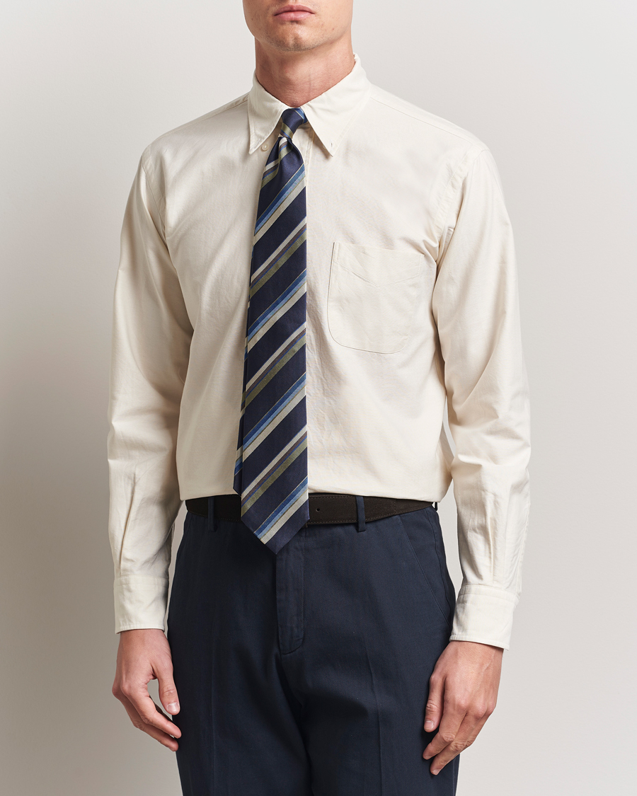 Hombres | Camisas | Kamakura Shirts | Vintage Ivy Oxford Button Down Shirt Beige