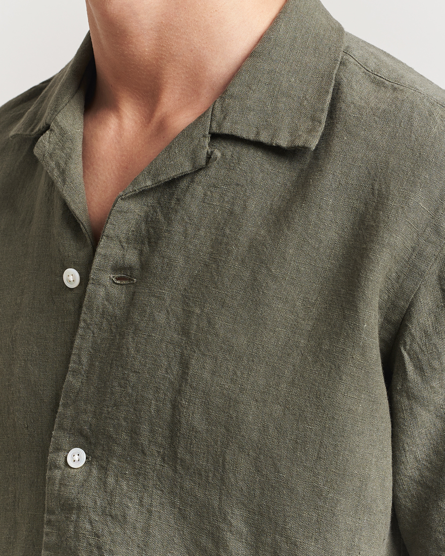 Hombres | Camisas | Kamakura Shirts | Heavy Linen Beach Shirt Green