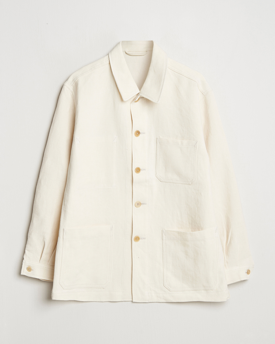 Hombres | Abrigos y chaquetas | Kamakura Shirts | Linen French Worker Jacket Off White