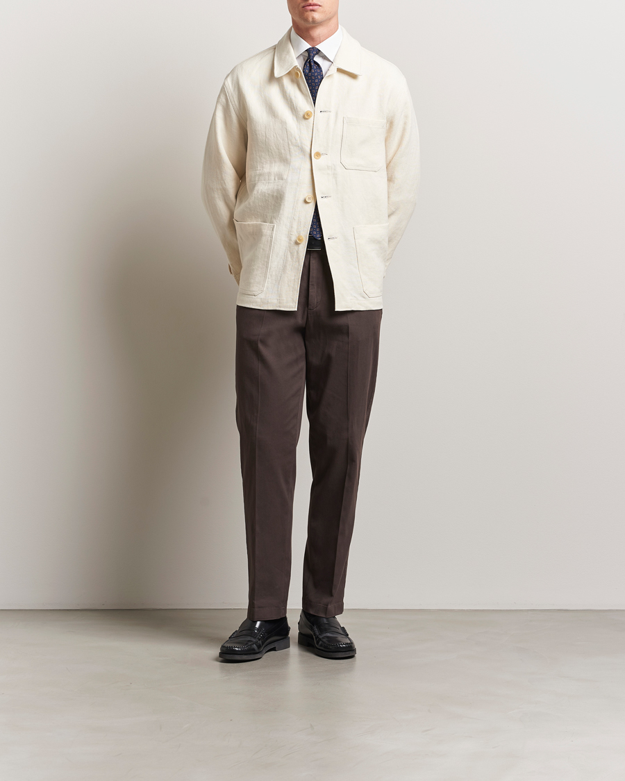 Hombres | Abrigos y chaquetas | Kamakura Shirts | Linen French Worker Jacket Off White