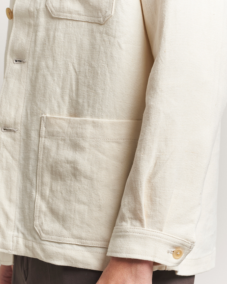 Hombres | Abrigos y chaquetas | Kamakura Shirts | Linen French Worker Jacket Off White